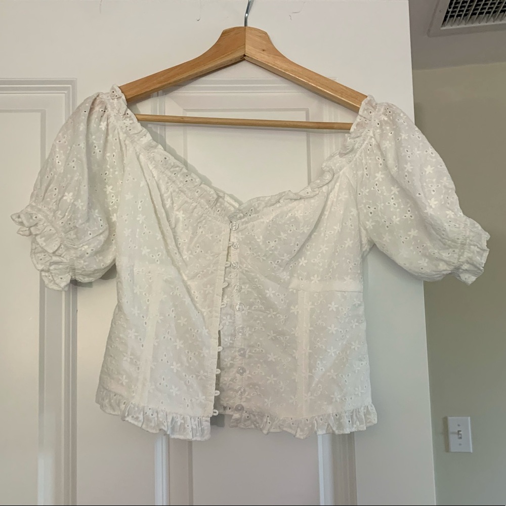 Floral puff sleeve crop top